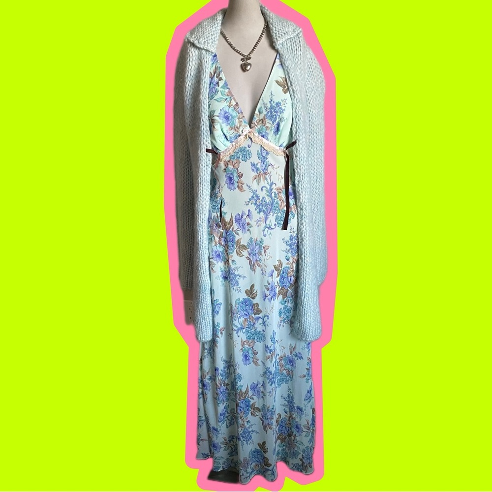 Floral Baby Blue Sheer Floral Lingerie Dress